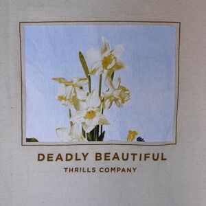 Thrills Co. Deadly Beautiful Cotton‎ T-Shirt Mens Medium Cream Color Regular Fit
